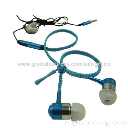 Zipper shape earphone, vogue design, novelty, high-end quality